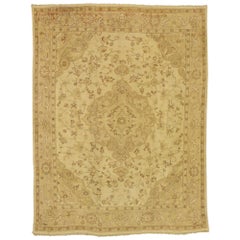 Antique Turkish Oushak Rug with French Country Style and European Cottage Charm