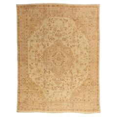 1910's Antique Neutral Turkish Oushak Rug with Organic Modern Style