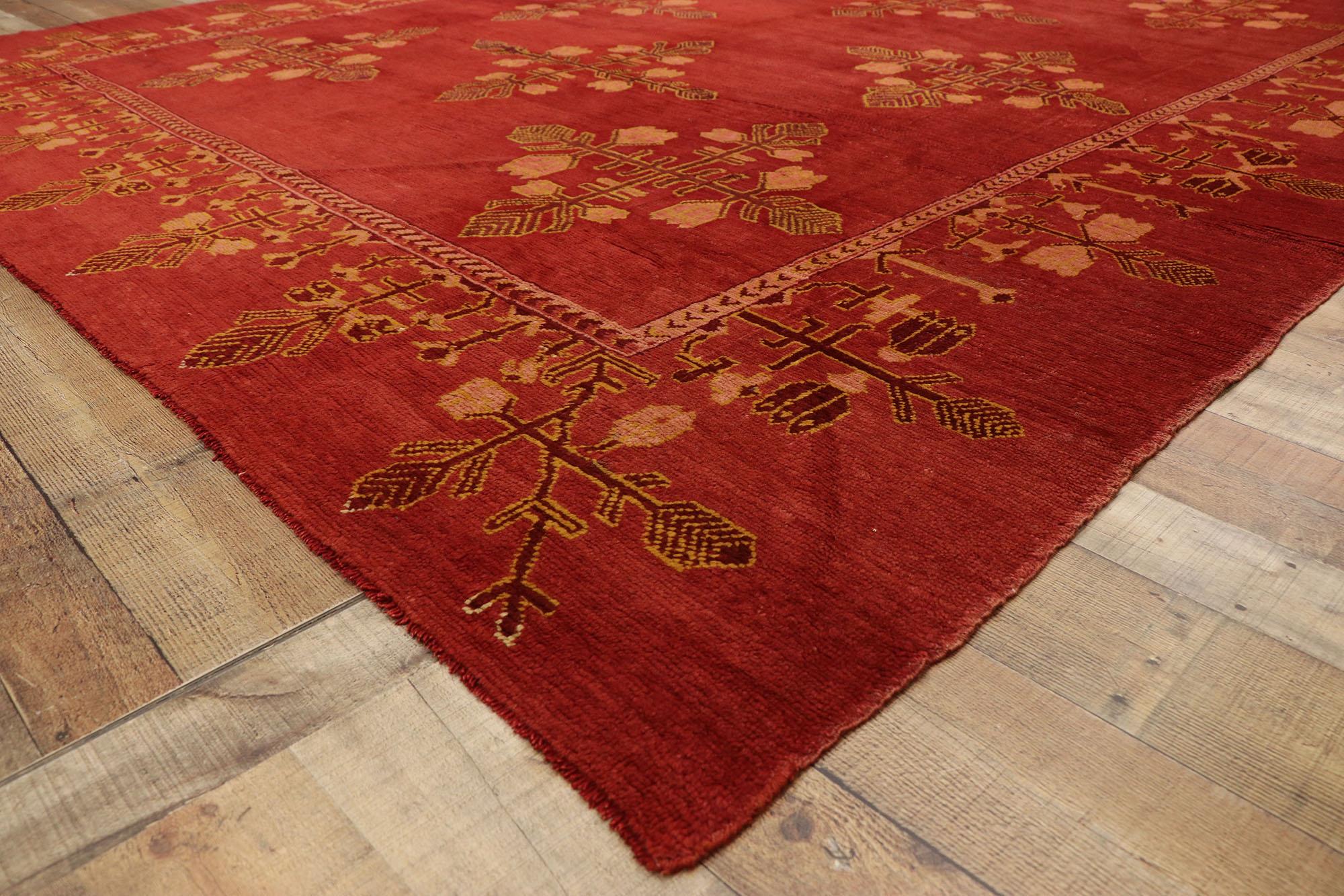 Wool Antique Red Turkish Oushak Rug For Sale