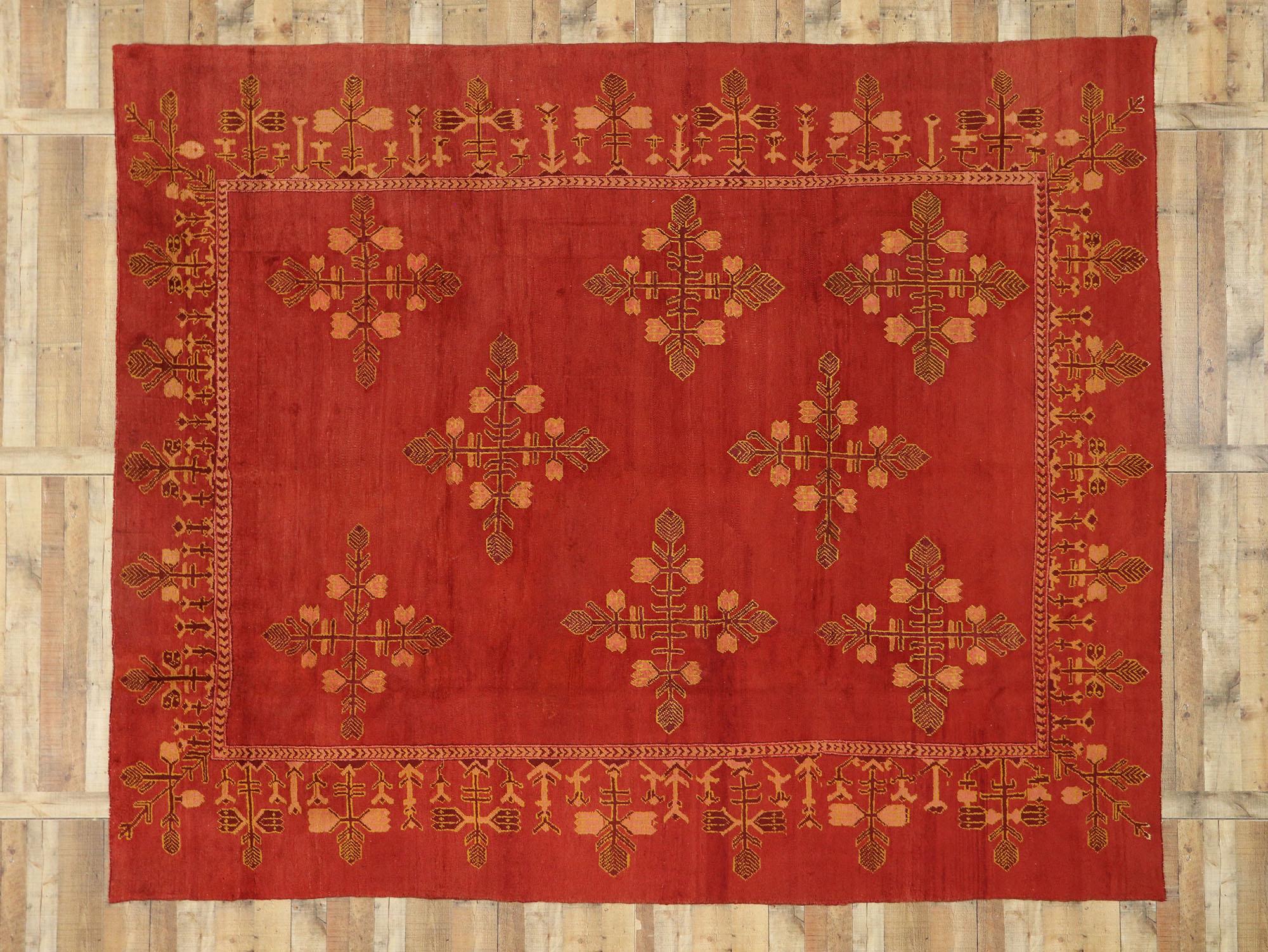 Antique Red Turkish Oushak Rug For Sale 2