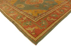 Antique Turkish Oushak Rug with Modern Mediterranean and Italian Tuscan Style