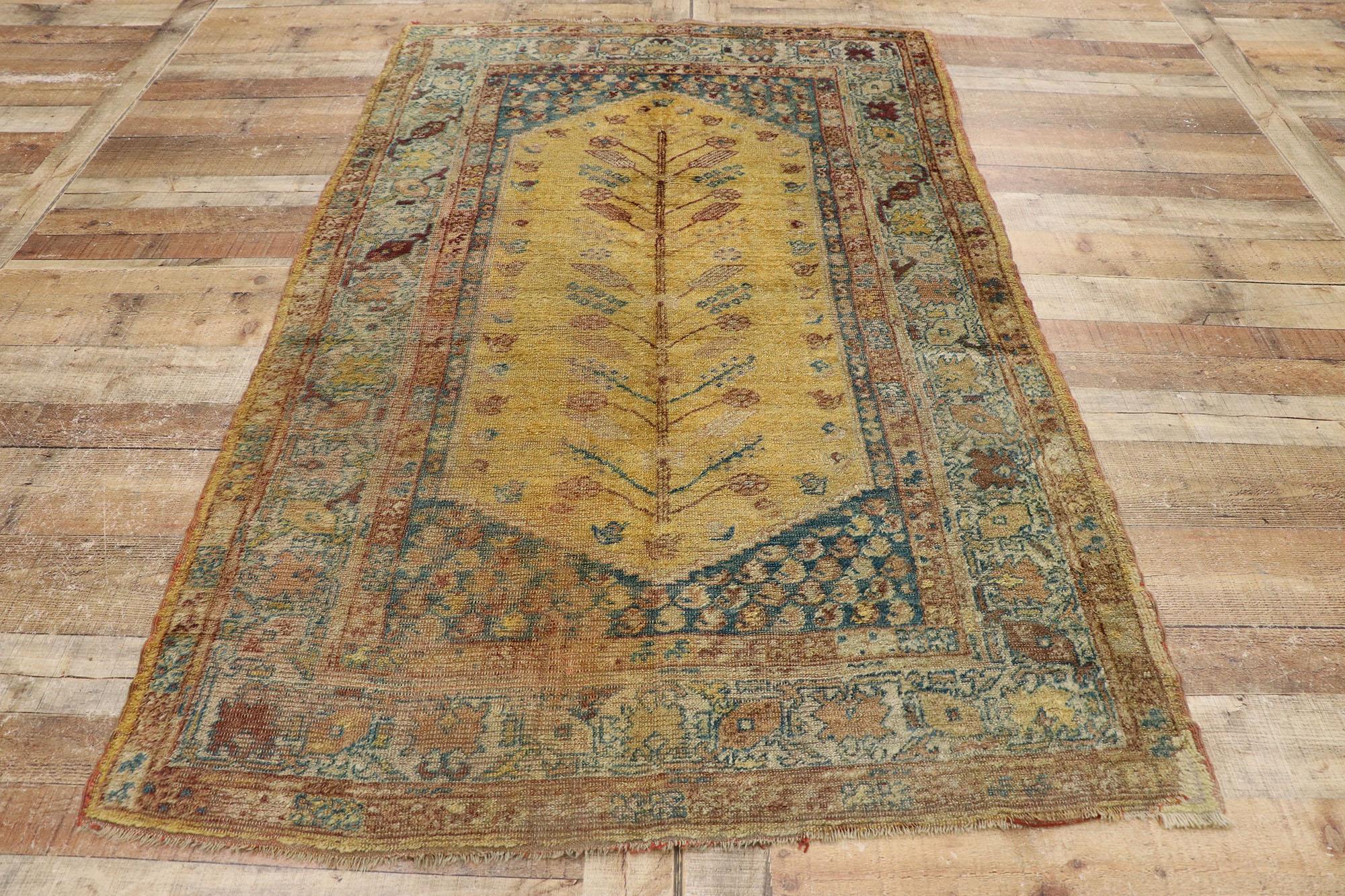 Antique Turkish Oushak Rug with Modern Mediterranean and Italian Tuscan Style For Sale 1