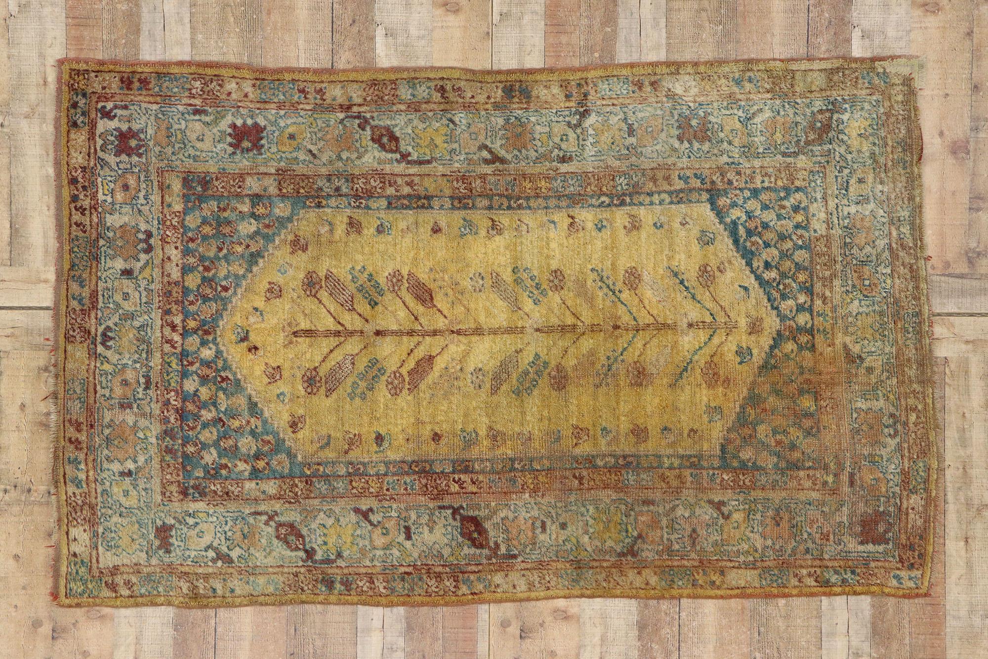 Antique Turkish Oushak Rug with Modern Mediterranean and Italian Tuscan Style For Sale 2