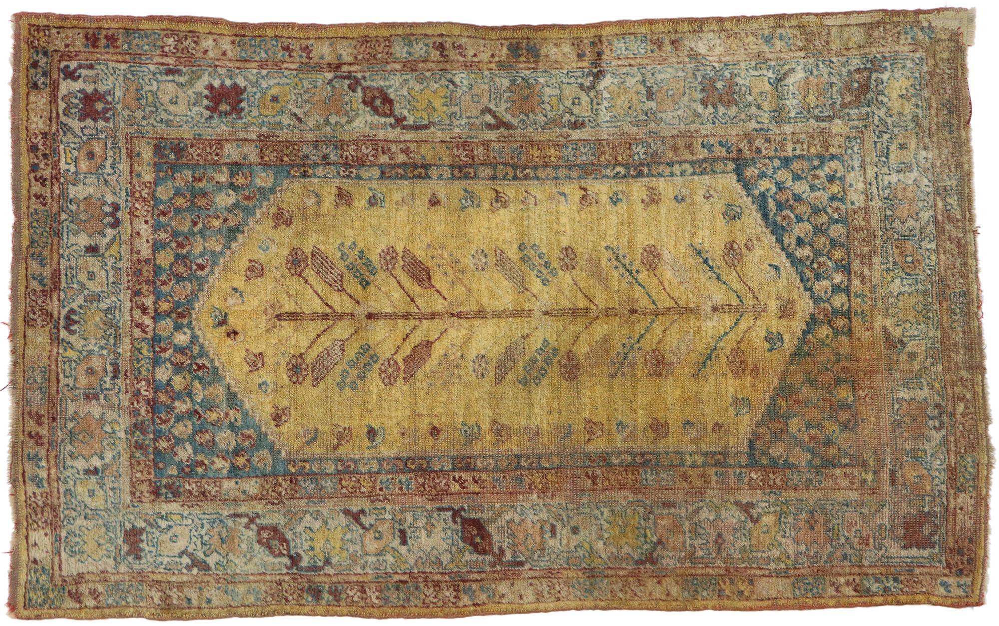 Antique Turkish Oushak Rug with Modern Mediterranean and Italian Tuscan Style For Sale 3