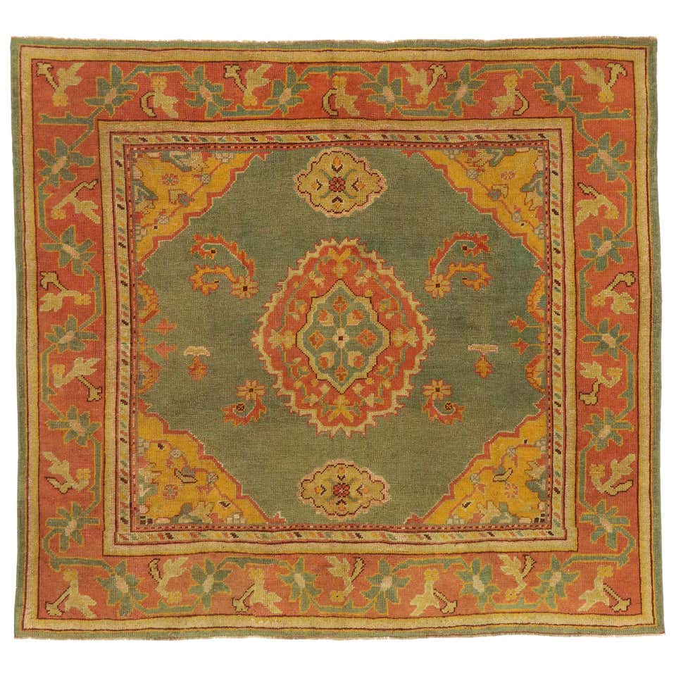 Antique Turkish Oushak Rug with Modern Mediterranean and Italian Tuscan ...