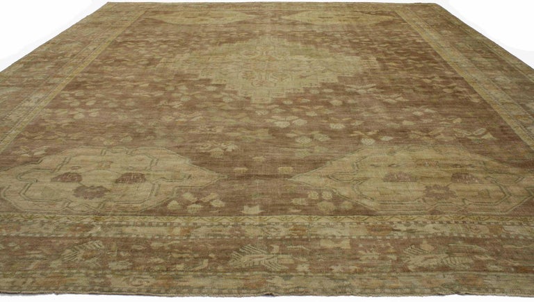 Antique Turkish Oushak Rug with Modern Shaker Style For Sale at 1stDibs