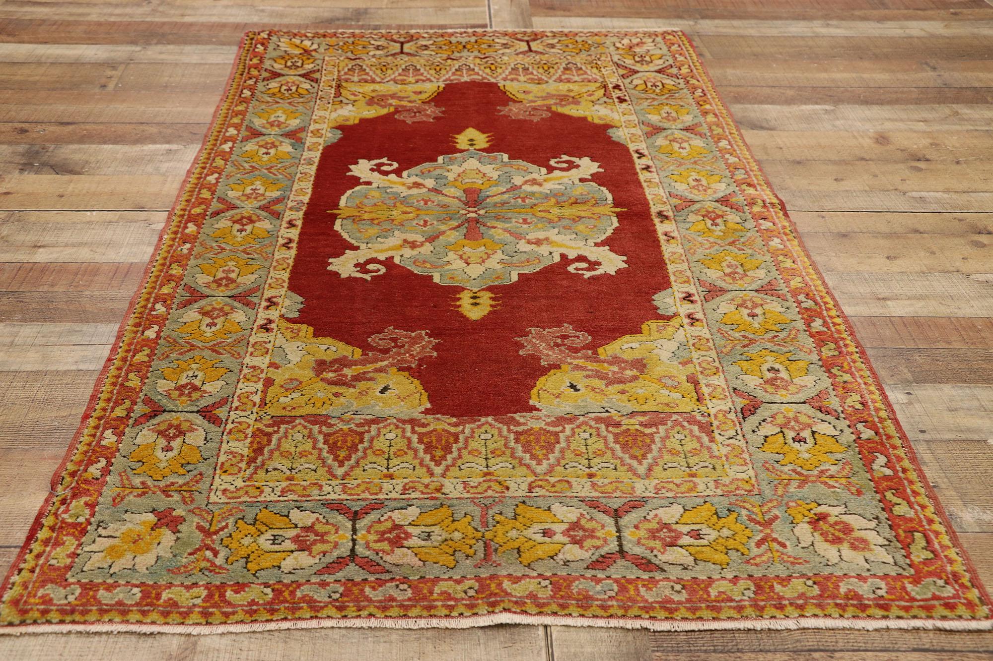 Antique Turkish Oushak Rug with Modern Spanish Jacobean Style For Sale 1