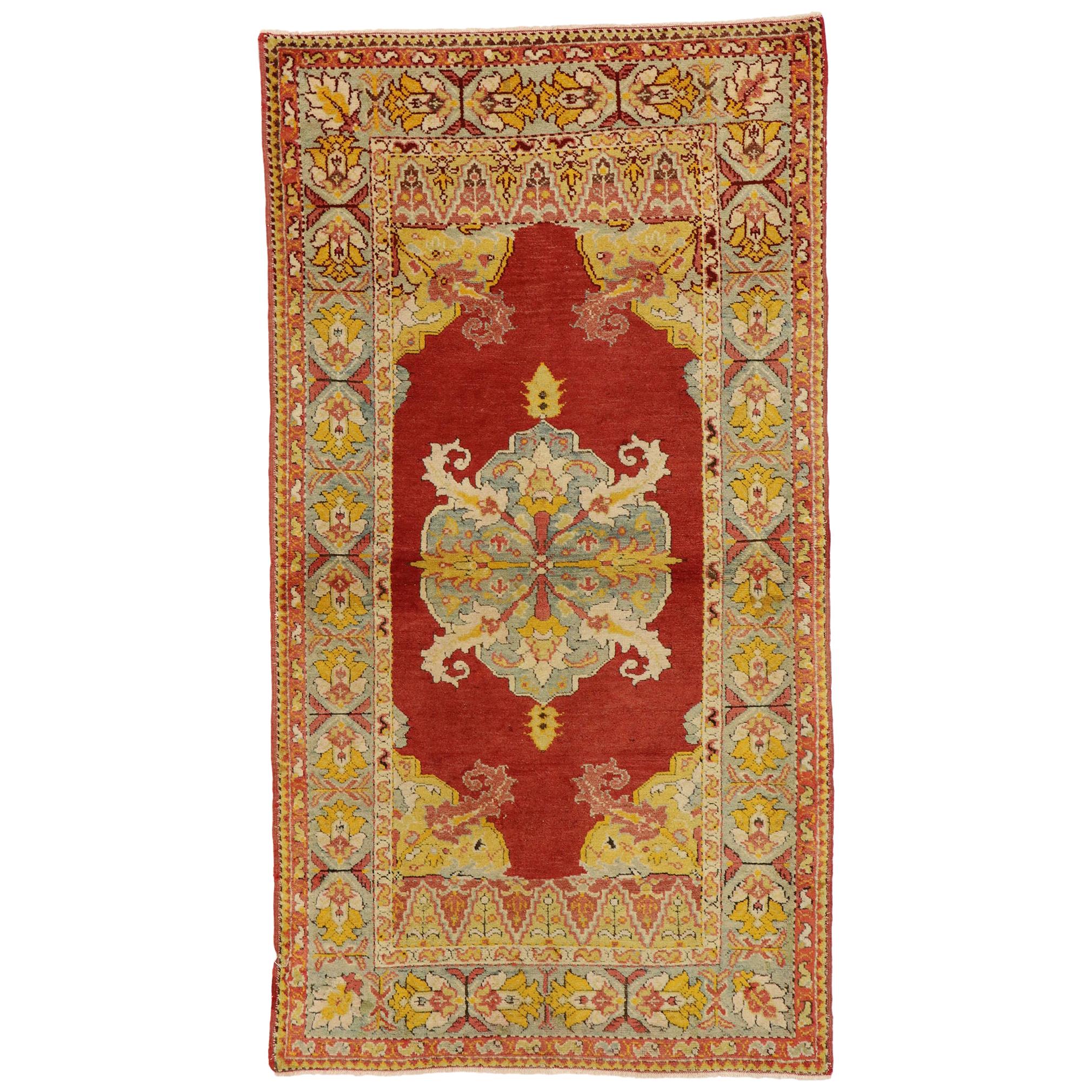 Antique Turkish Oushak Rug with Modern Spanish Jacobean Style For Sale