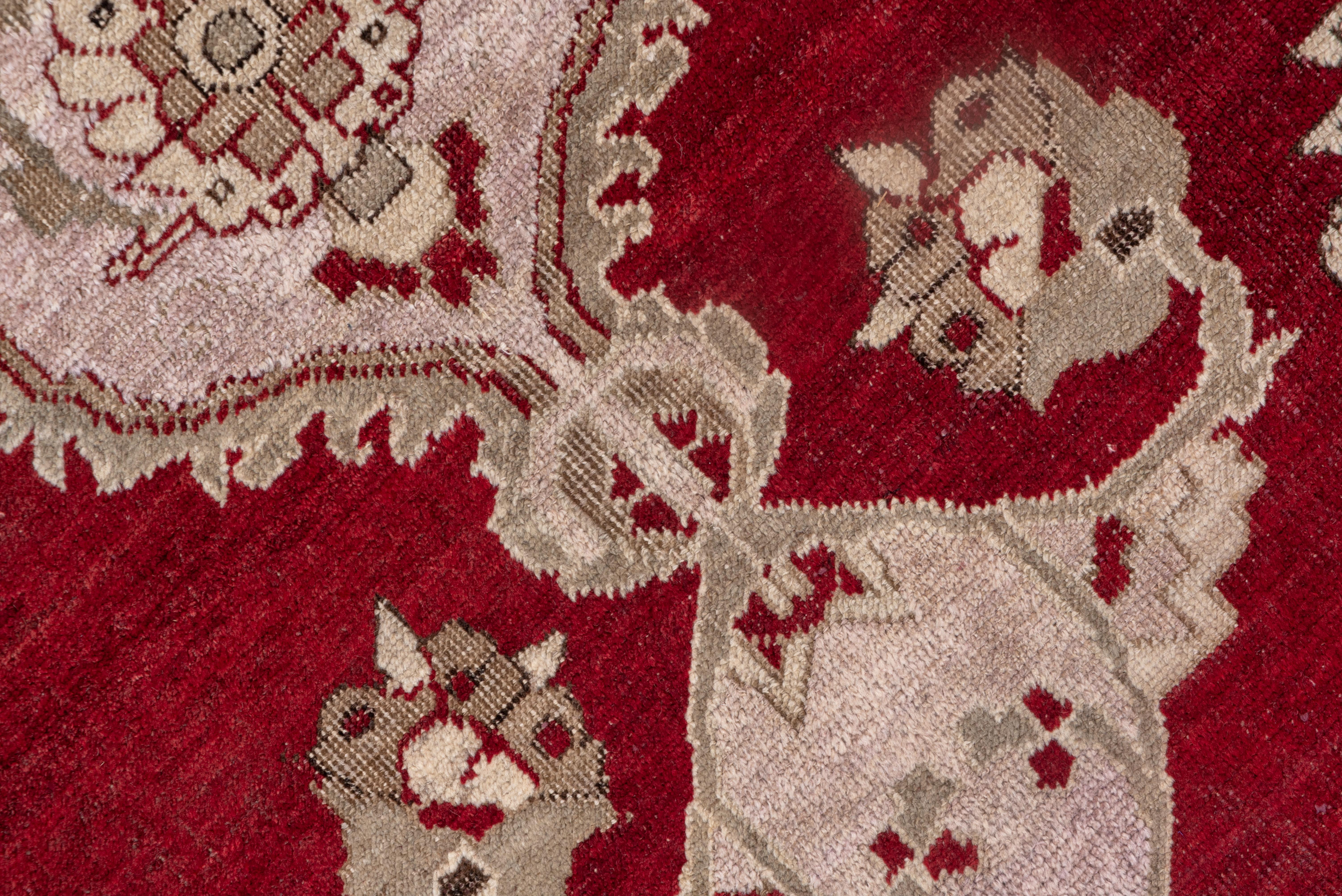 Early 20th Century Antique Turkish Oushak Rug with Red Subfield, circa 1920s For Sale