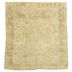 Antique Neutral Earth-Tone Turkish Oushak Rug, 11'03 X 12'01