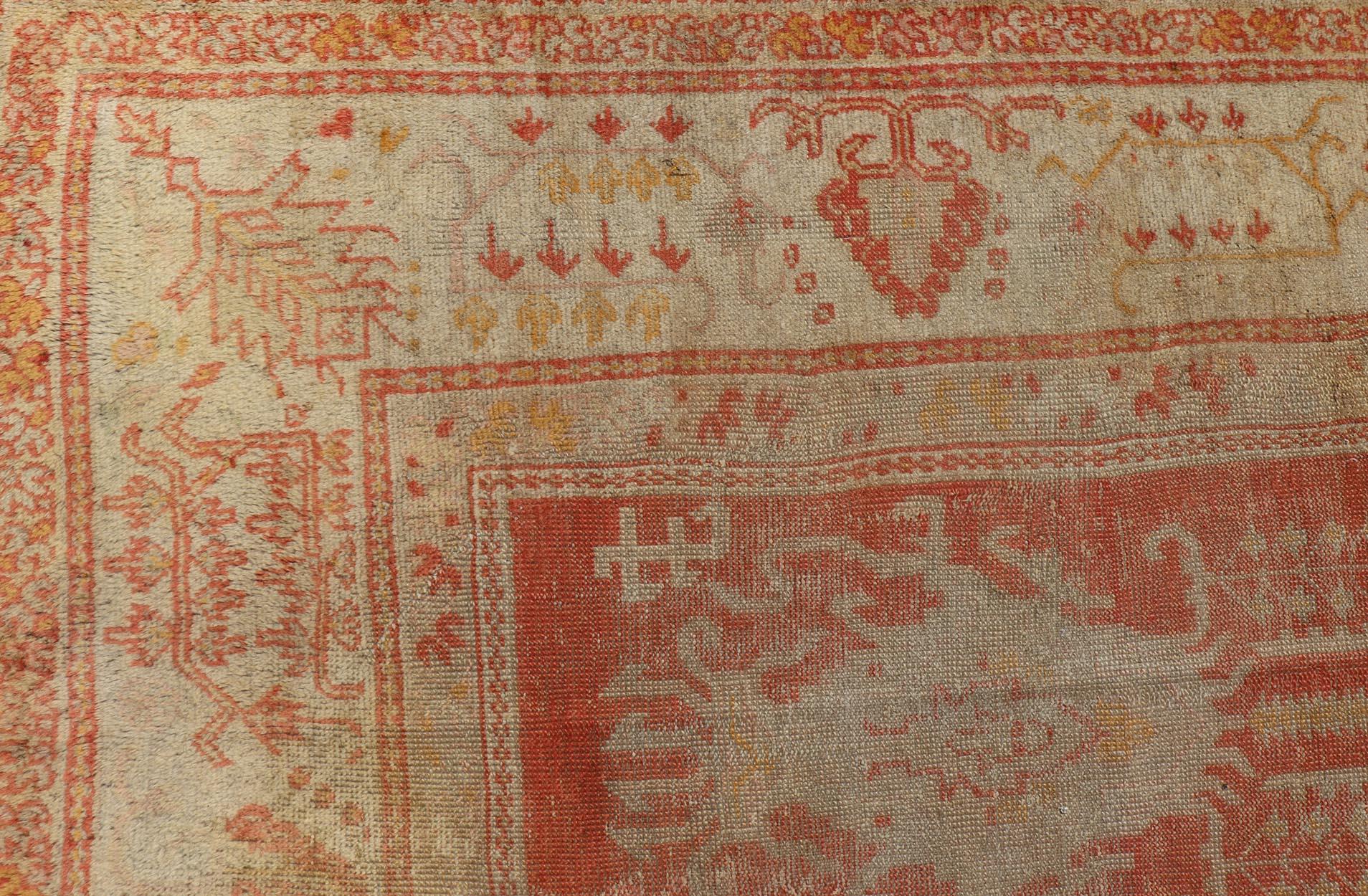 Antiker türkischer Oushak-Teppich mit weichem Apricot-Feld und verblasstem Creme 11'5 x 15'0 im Angebot 8