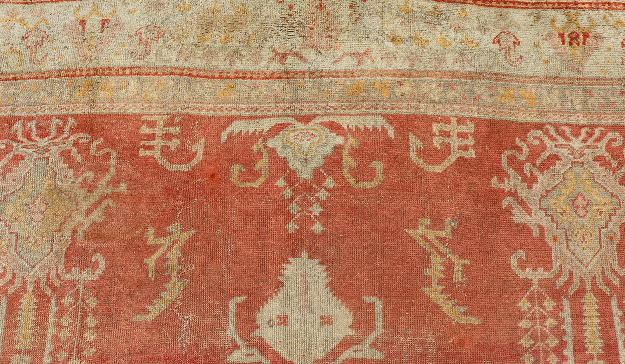 Antiker türkischer Oushak-Teppich mit weichem Apricot-Feld und verblasstem Creme 11'5 x 15'0 im Angebot 10