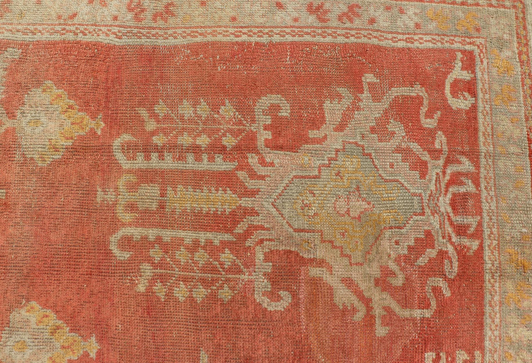 Antiker türkischer Oushak-Teppich mit weichem Apricot-Feld und verblasstem Creme 11'5 x 15'0 im Angebot 11