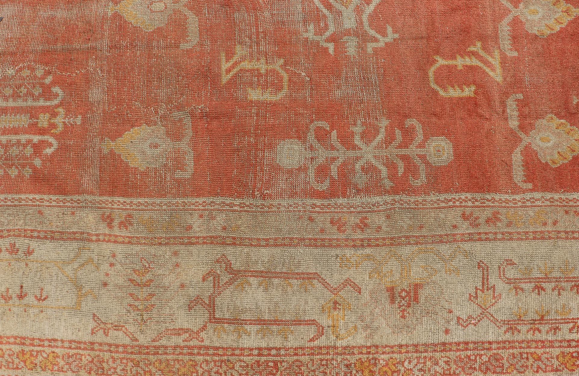 Antiker türkischer Oushak-Teppich mit weichem Apricot-Feld und verblasstem Creme 11'5 x 15'0 im Angebot 13