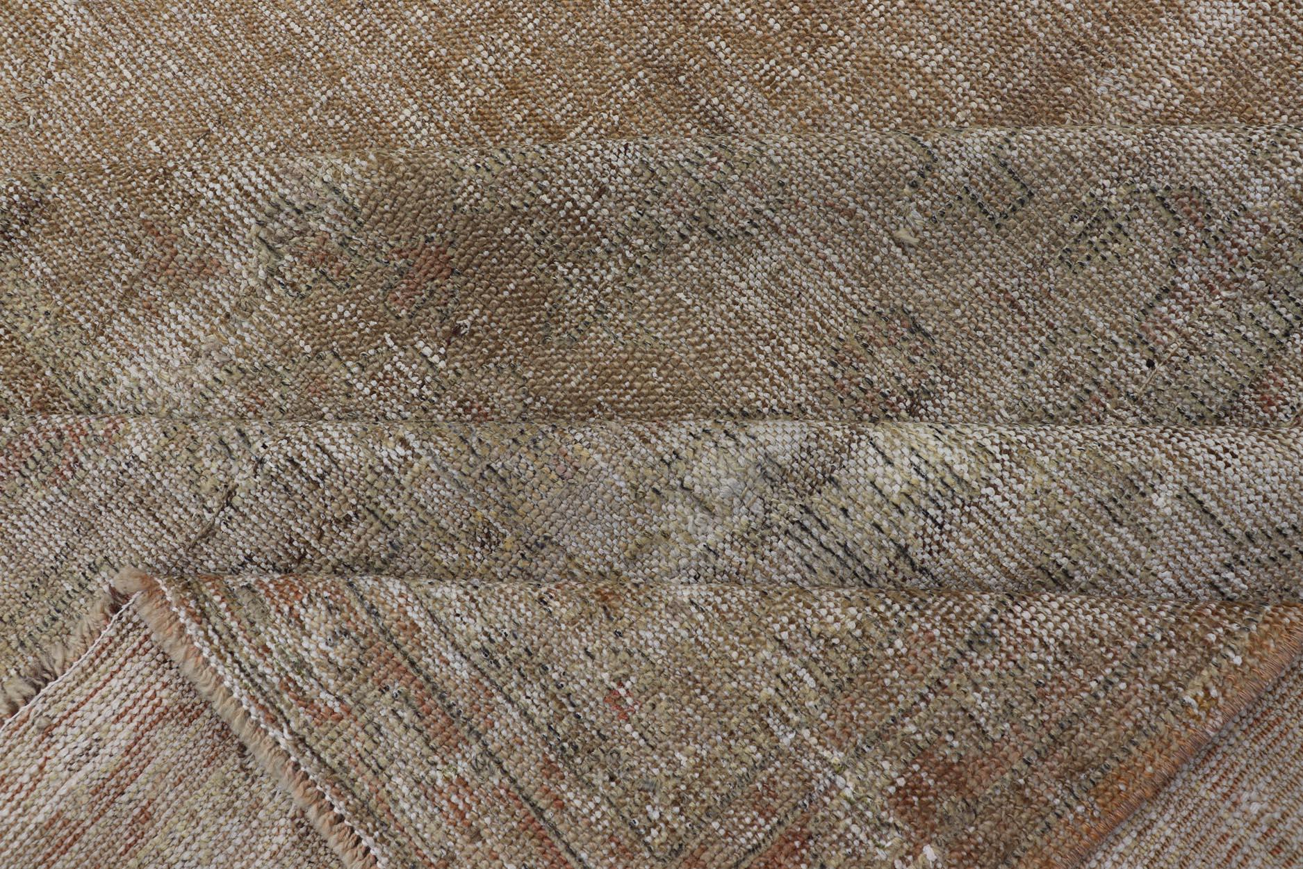 Tappeto antico turco Oushak con toni morbidi di cammello e grigio scuro 12'0 x 18'5 in vendita 9