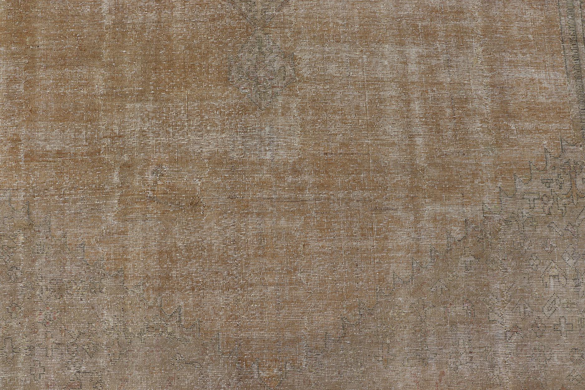 Tappeto antico turco Oushak con toni morbidi di cammello e grigio scuro 12'0 x 18'5 in vendita 1