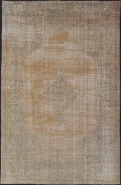Antique Turkish Oushak Rug with Soft Camel and Muted Taupe Tones 12'0 x 18'5