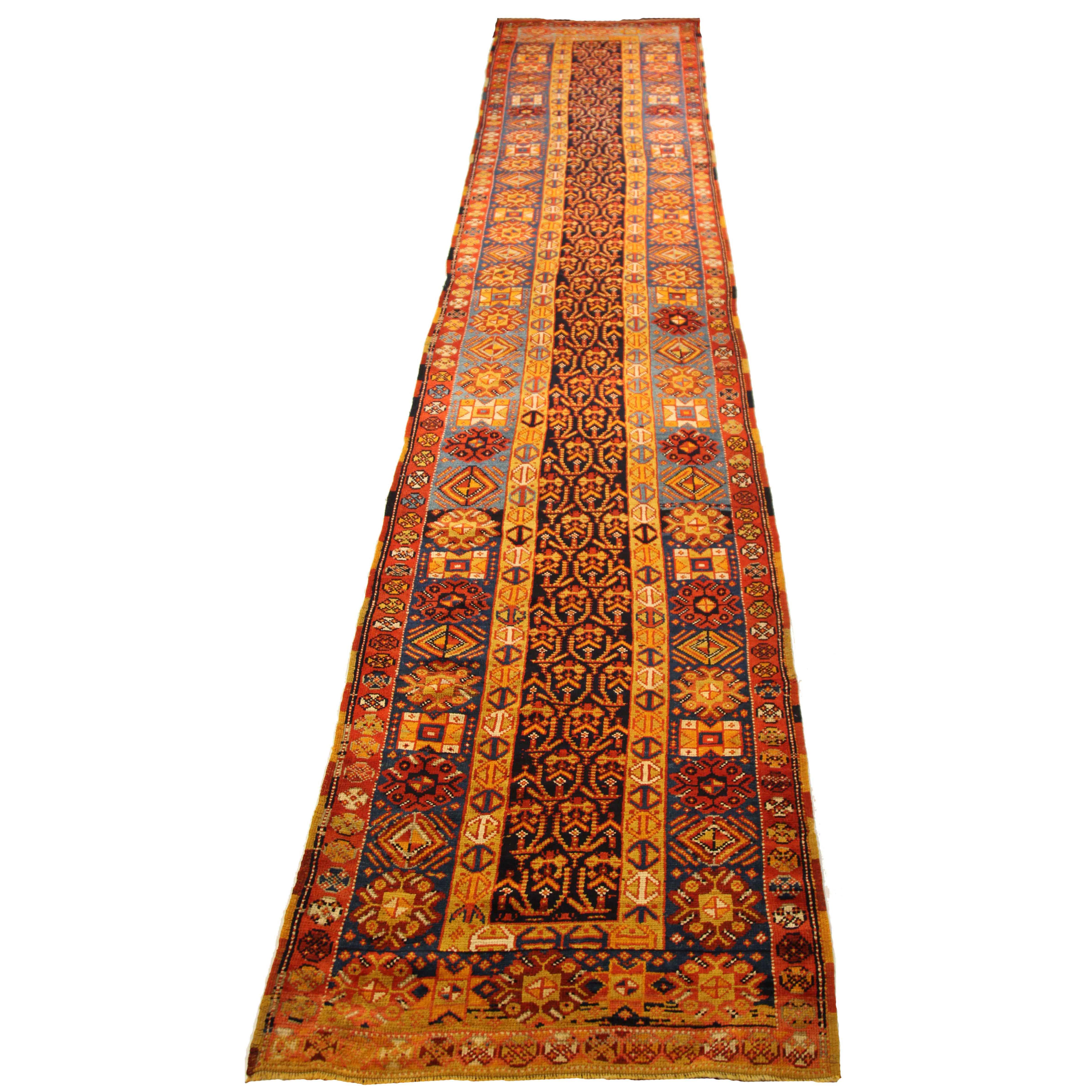 Handwoven in the early 19th century using the finest wool, this antique Turkish rug features stunning geometric patterns that made Oushak carpets one of the most popular styles in the rug world. For color, it perfectly captures ancient luxury with a
