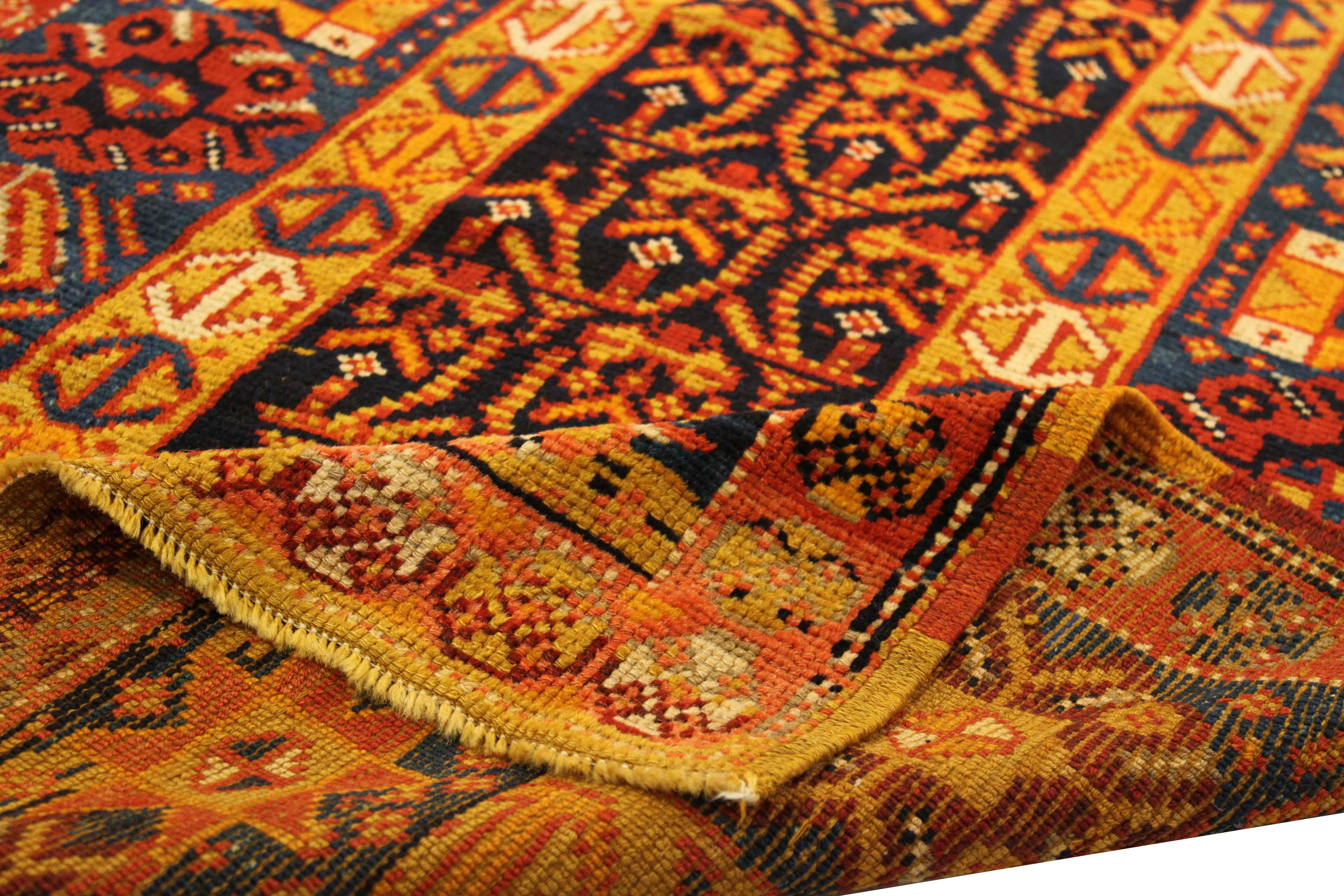 Persiano Antico tappeto turco Oushak con splendidi motivi geometrici, circa 1910 in vendita