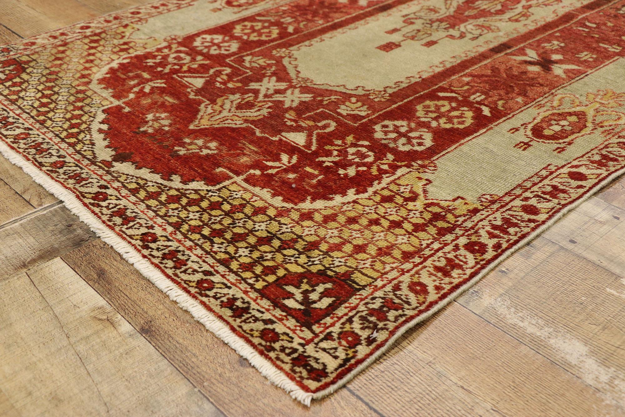 Wool Antique Turkish Oushak Rug with Traditional Style For Sale