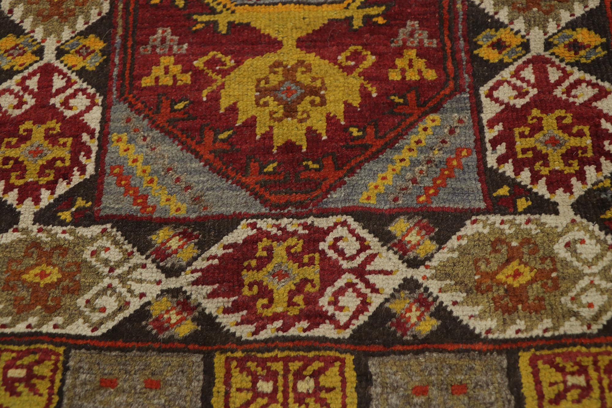 Antigua alfombra turca Oushak de estilo tribal Anudado a mano en venta