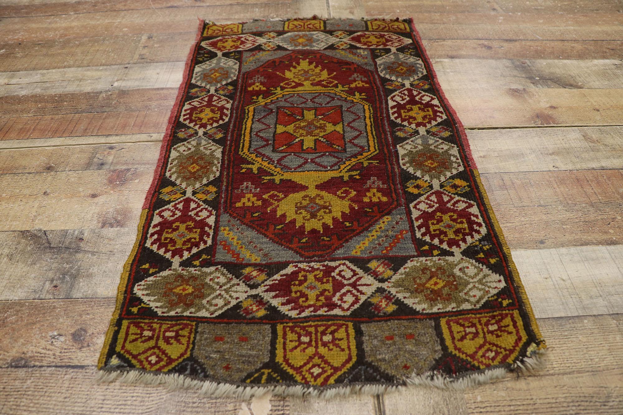 Antigua alfombra turca Oushak de estilo tribal Lana en venta