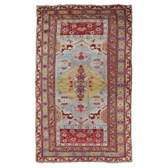 Antique Turkish Oushak Rug with Vibrant Color Palette, Medallion Design