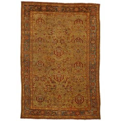 Antiker türkischer Oushak-Teppich im rustikalen und rustikalen mediterranen Stil