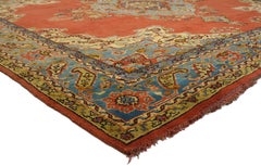 Antique Turkish Oushak Rug with Warm and Rustic Spanish Revival Style