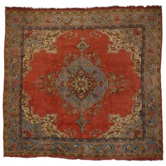 Antique Turkish Oushak Rug with Warm and Rustic Spanish Revival Style