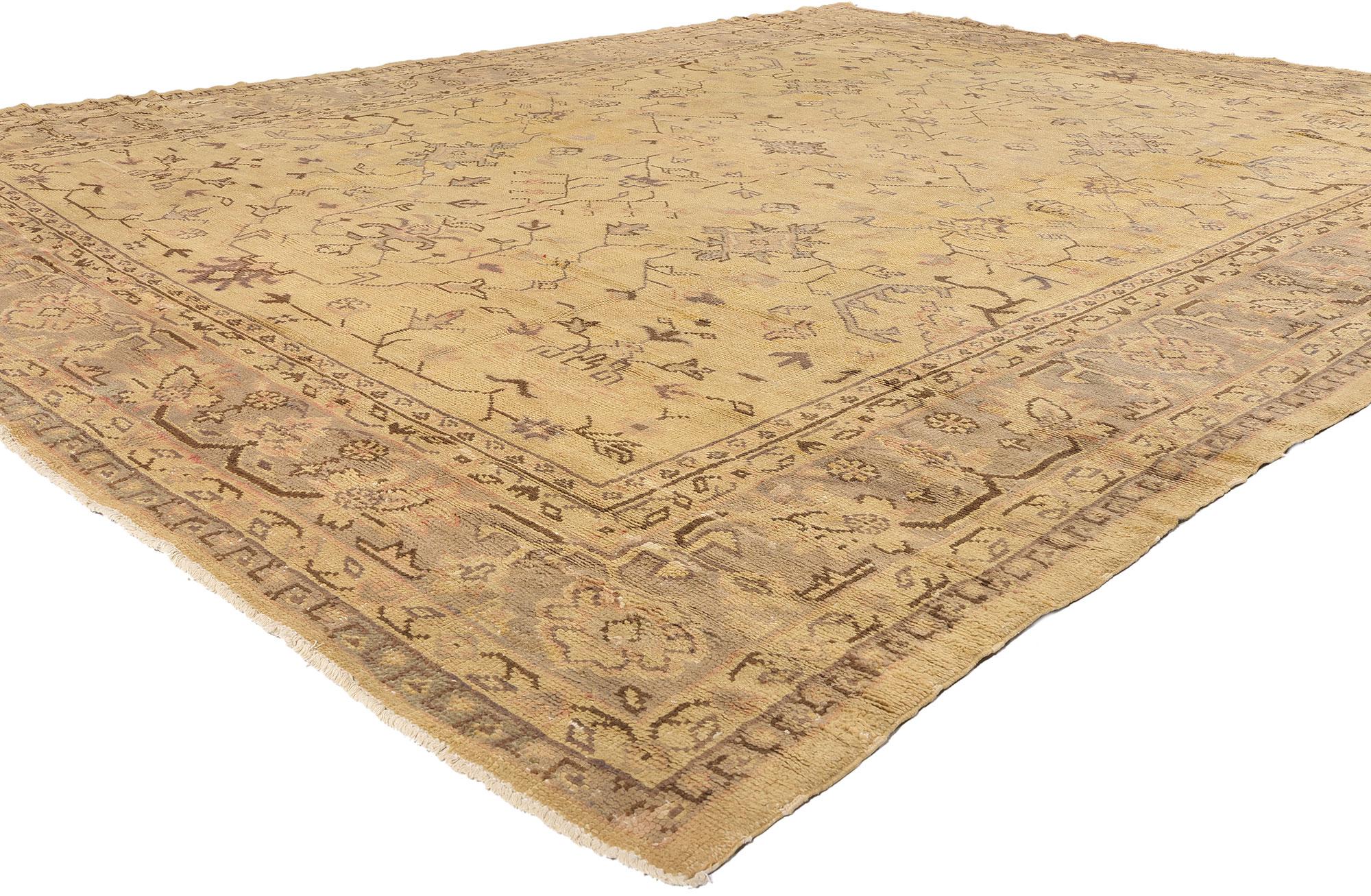 Late 19th Century Antique Turkish Oushak Rug with Warm Tuscan Style For Sale 2