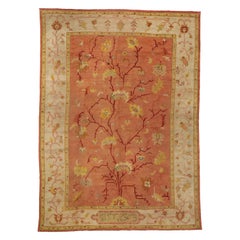 Antique Turkish Oushak Rug with with Tree of Life Design 