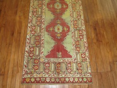 Zabihi Collection Early 20th Century Soft Green Antique Turkish  Runner