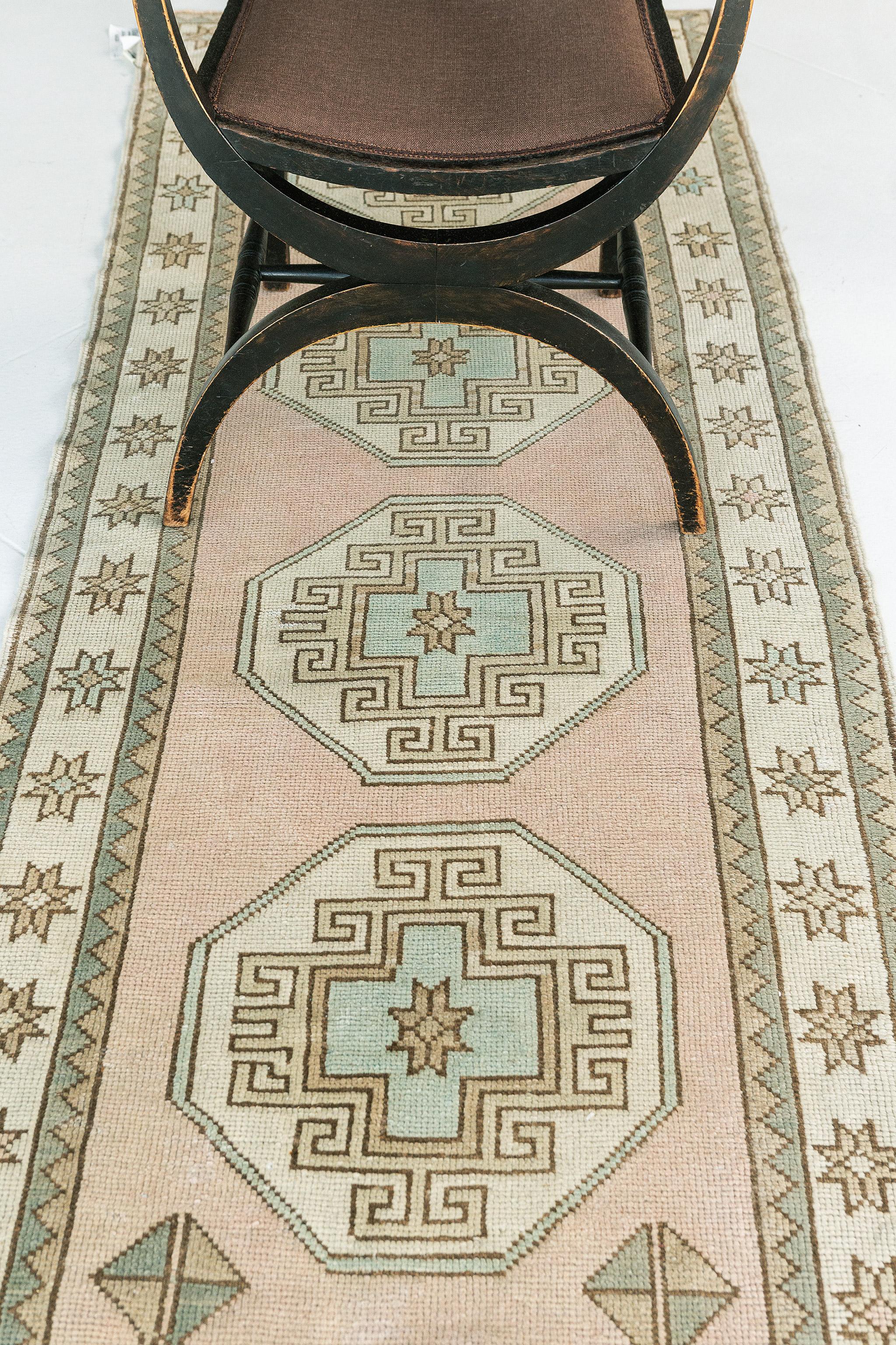 Antique Turkish Oushak Runner In Good Condition For Sale In WEST HOLLYWOOD, CA