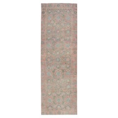 Antique Turkish Oushak Runner In Muted All-Over Floral Patterns 3'1" x 10'1"
