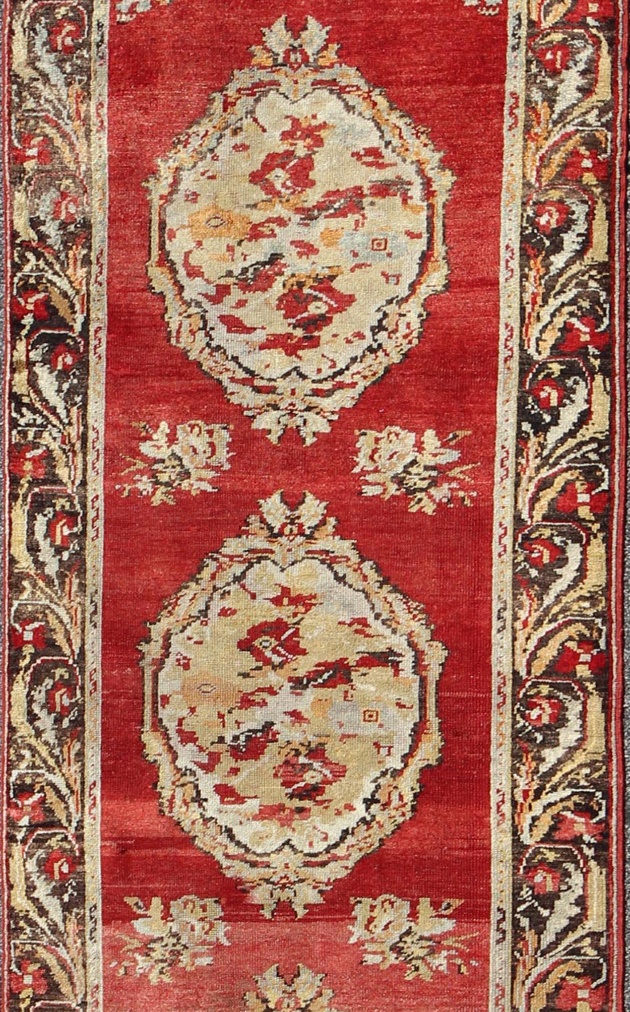 Measures: 3'4 x 13'0

Country of Origin: Turkey; Type: Oushak; Design: Medallion, All-Over; Keivan Woven Arts: rug NA-54573; Oushak Rug, Oushak Medallion Rug, Medallion Persian Rug, Colorful Oushak, Oushak Rug, Oushak Medallion Rug, Persian