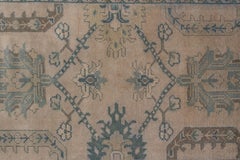 Antique Turkish Oushak Runner, Neutral Field, Blue and Green Tones