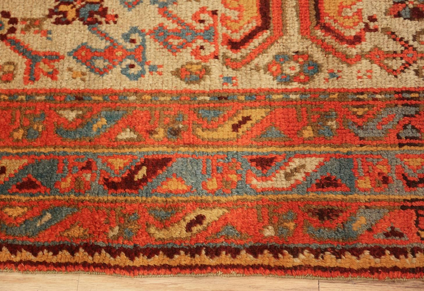 Hand-Knotted Antique Turkish Oushak Runner Rug. Size: 4 ft 6 in x 14 ft For Sale