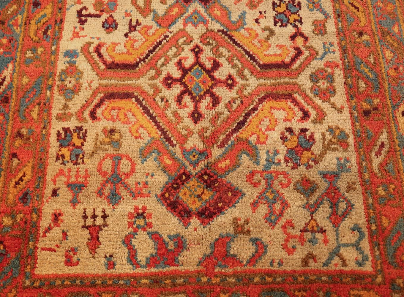 Wool Antique Turkish Oushak Runner Rug. Size: 4 ft 6 in x 14 ft For Sale