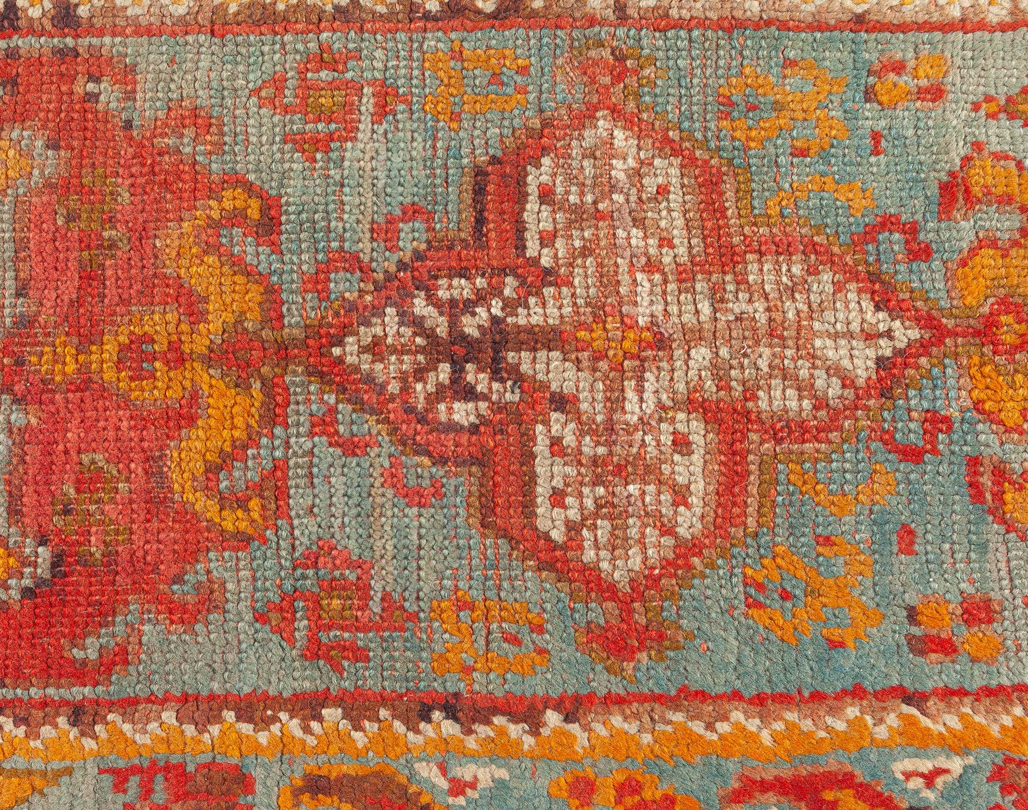 Hand-Knotted Antique Turkish Oushak Runner (Size Adjusted) For Sale