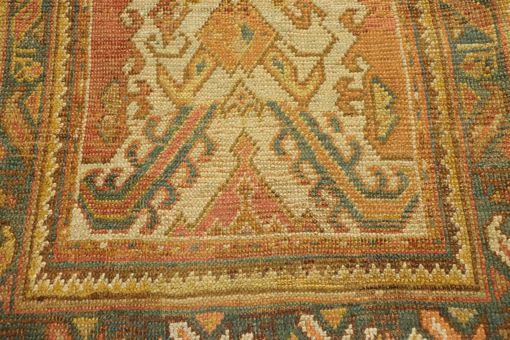 Antique Turkish Oushak Runner, Timeless Beauty Meets Mediterranean Flair In Good Condition For Sale In Dallas, TX