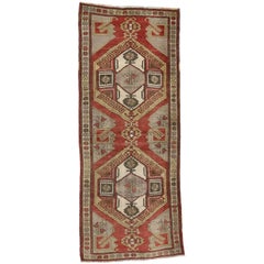 Antique Turkish Oushak Runner with Modern Tribal Style