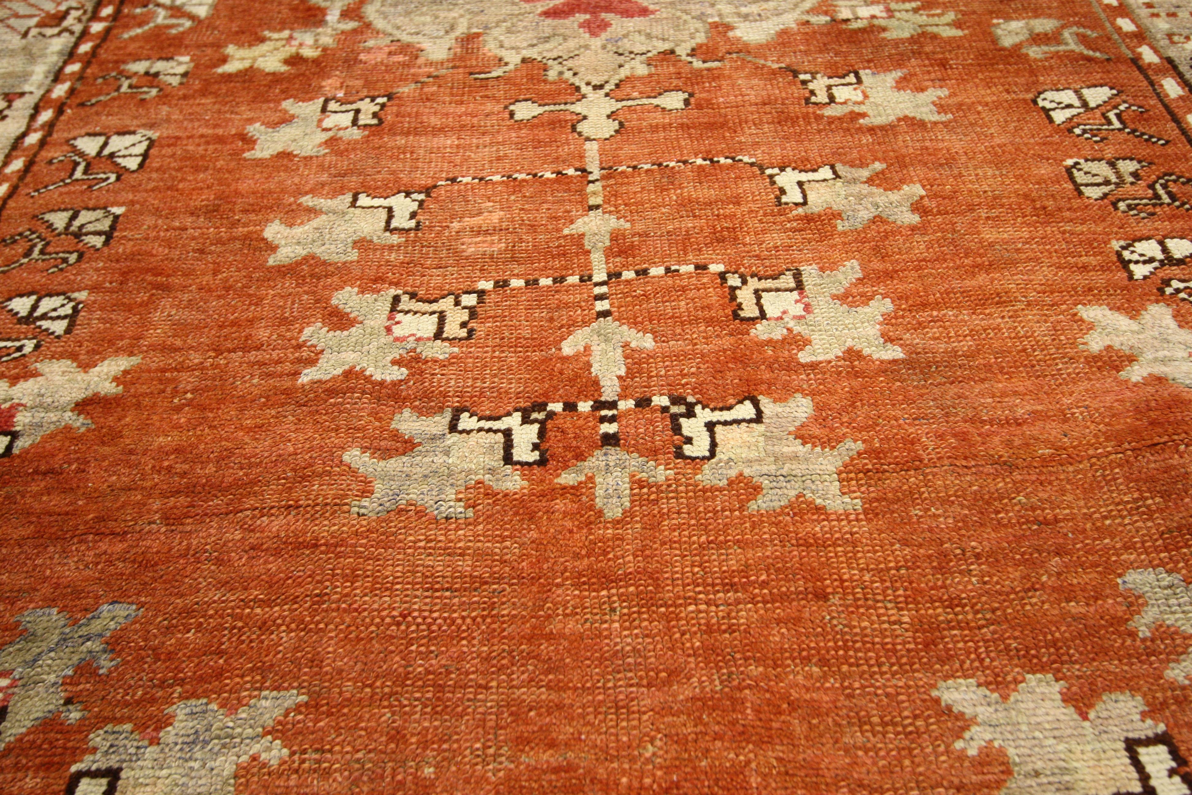 Antique Turkish Oushak Runner with Rustic Cottage Style, Wide Hallway Runner In Good Condition For Sale In Dallas, TX