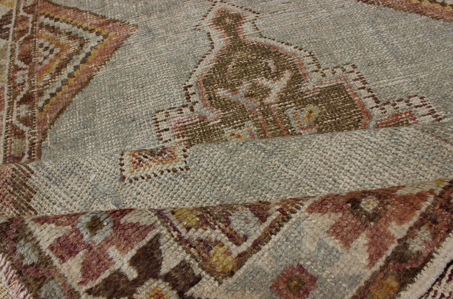 Early 20th Century Antique Turkish Oushak Runner with Three-Layered Medallions
