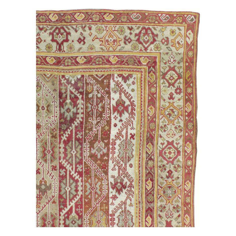 Antique Turkish Oushak Square Room Size Rug In Good Condition For Sale In New York, NY