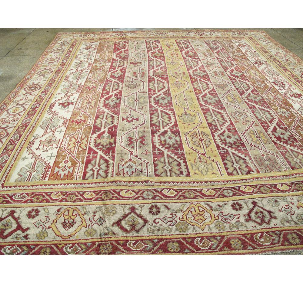 20th Century Antique Turkish Oushak Square Room Size Rug For Sale
