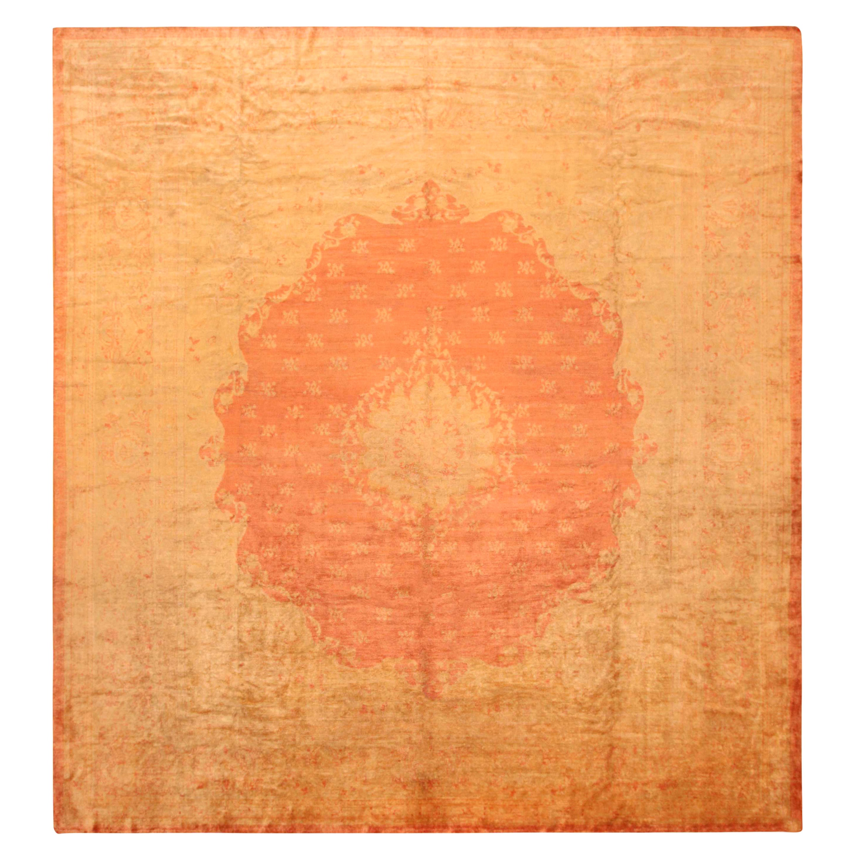 Tappeto antico turco Oushak quadrato. 13 ft x 13 ft 9 in in vendita