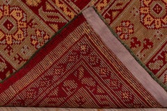 Antique Turkish Oushak Square Wool Rug, Red Allover Field, Circa 1920s