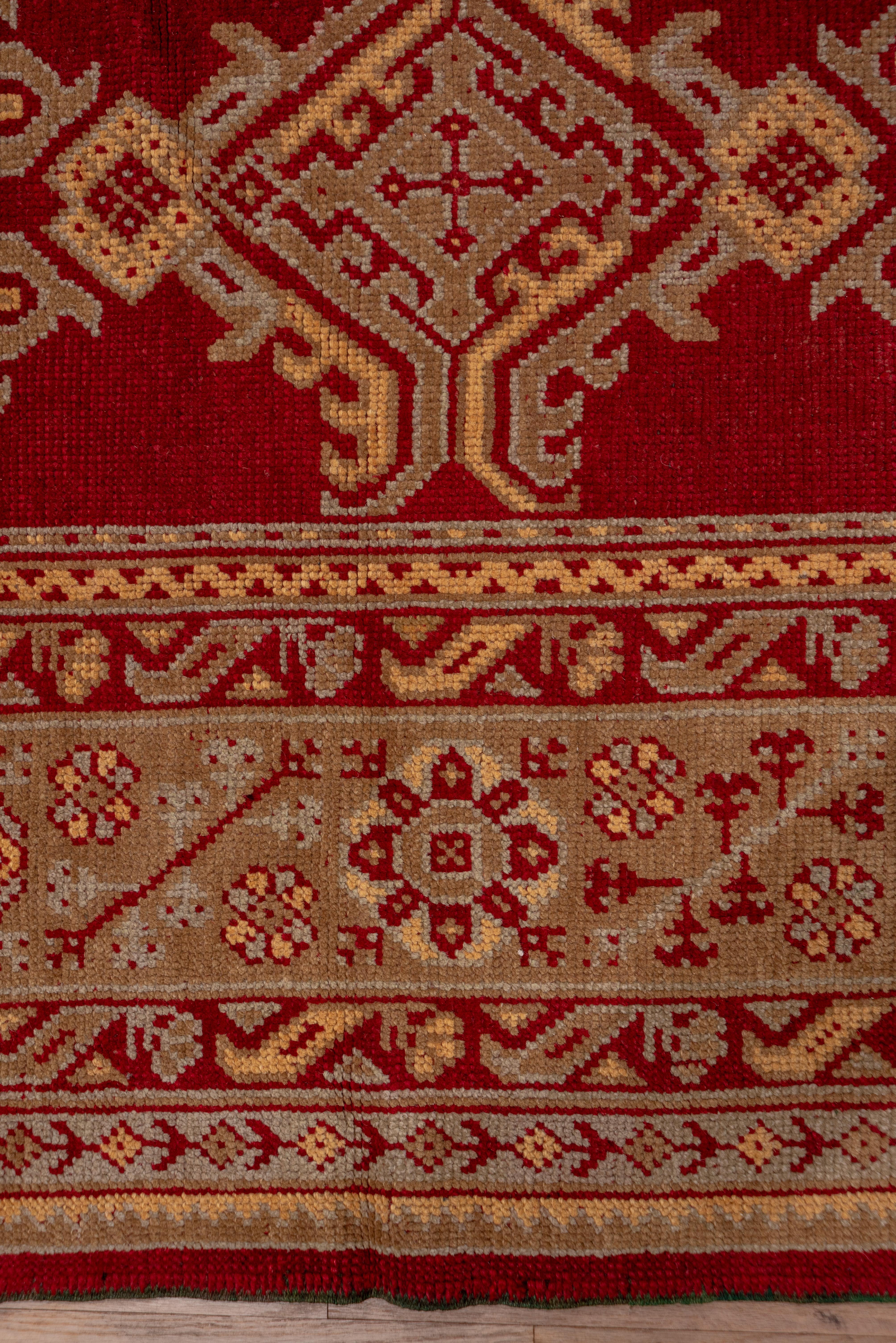 Antique Turkish Oushak Square Wool Rug, Red Allover Field, Circa 1920s For Sale 2