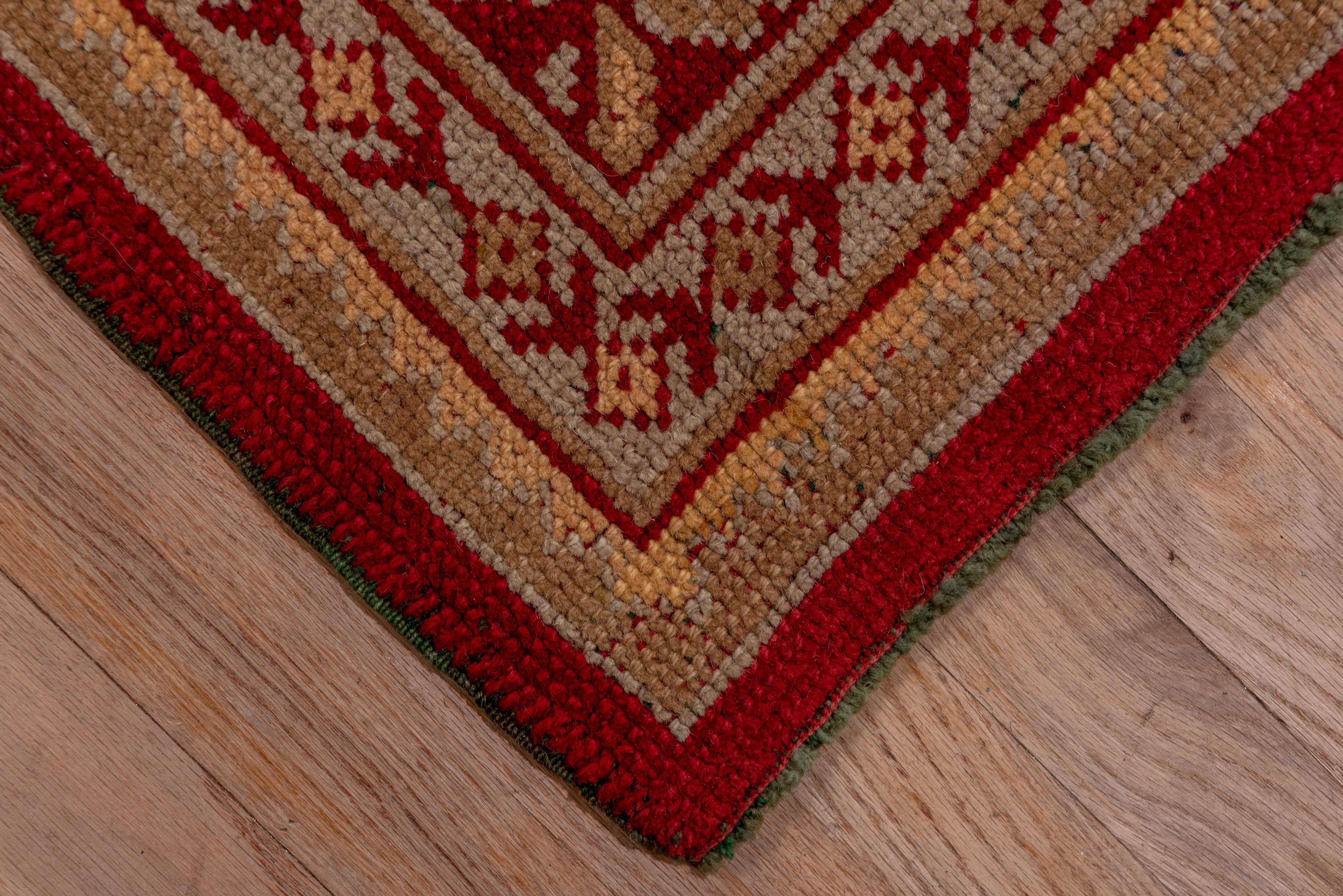 Antique Turkish Oushak Square Wool Rug, Red Allover Field, Circa 1920s For Sale 4